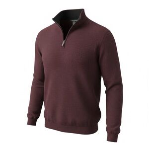 Van Heusen Men’s Textured Quarter-Zip Sweater | Burgundy | Pre-Loved